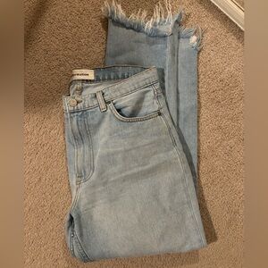 Reformation light wash frayed hem jeans